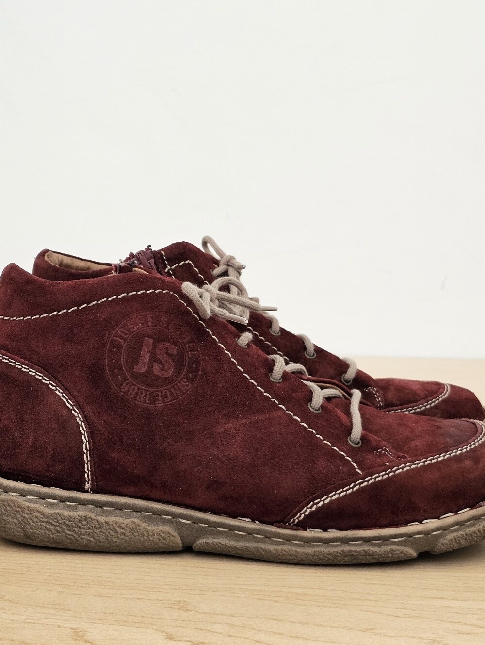 Josef Siebel Burgundy Leather Suede Ankle Boot Size EU 40/US 9 - Picture 3 of 10